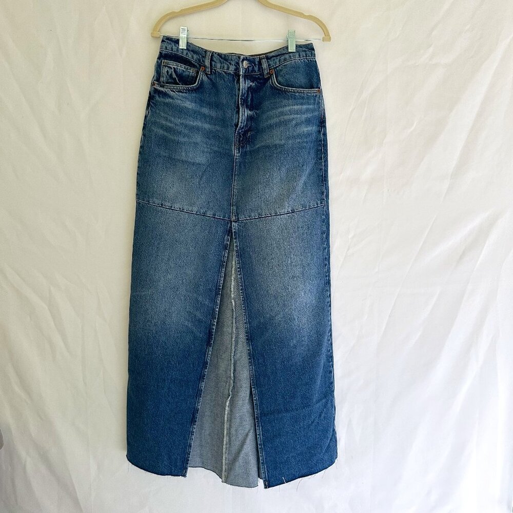 Reformation Jeans Frayed Hem Maxi Skirt